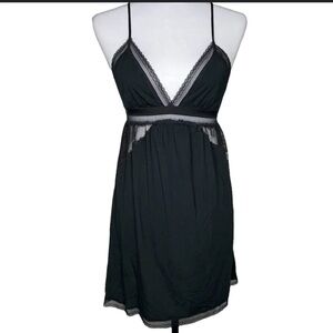 Victoria’s Secret Black Lace Racer Back intimates baby doll camisole nighty Sz S
